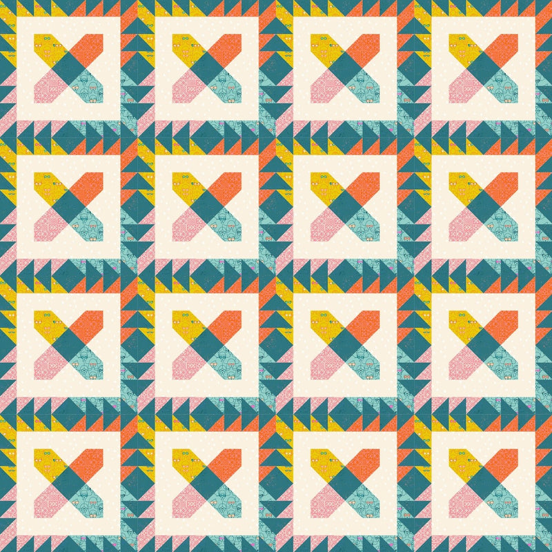 PRE - ORDER Ruby Star Society Collaboration - Crossed Paws Quilt Kit featuring Poolside Too - April 2026 - Modern Fabric Shoppe