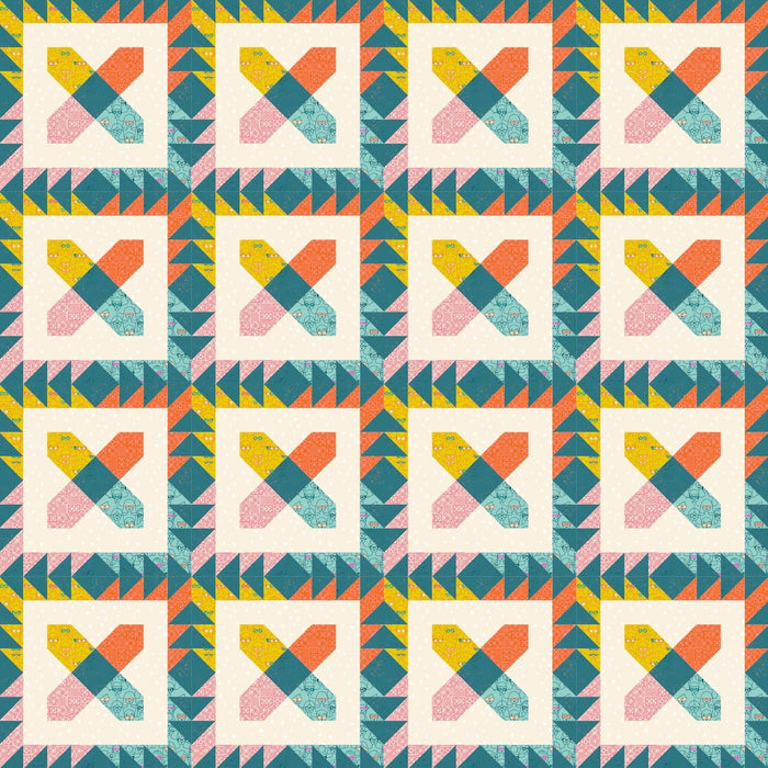 PRE - ORDER Ruby Star Society Collaboration - Crossed Paws Quilt Kit featuring Poolside Too - April 2026 - Modern Fabric Shoppe
