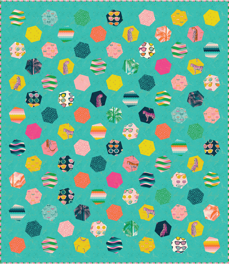 PRE - ORDER Ruby Star Society Collaboration - Dancing Hexies Quilt Kit featuring Poolside Too - April 2026 - Modern Fabric Shoppe