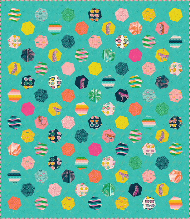 PRE - ORDER Ruby Star Society Collaboration - Dancing Hexies Quilt Kit featuring Poolside Too - April 2026 - Modern Fabric Shoppe