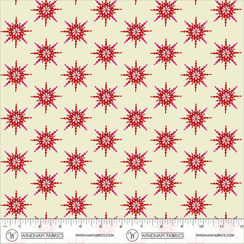 PRE-Order Sally Kelly- Celestial Skies- Starburst 55846D-10-Cream/Red- Half Yard- May 2027 - Modern Fabric Shoppe