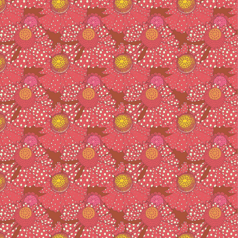 PRE - Order Sally Kelly - Sunshine - Polka Flower 54975D - 4 Crimson - Half Yard - April 2026 - Modern Fabric Shoppe
