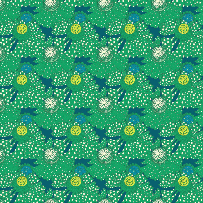 PRE - Order Sally Kelly - Sunshine - Polka Flower 54975D - 5 Chlorophyll - Half Yard - April 2026 - Modern Fabric Shoppe