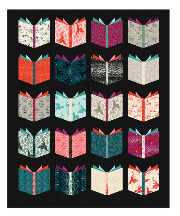 PRE - ORDER Sarah Watts - Book Nerd Quilt Kit featuring Fire Glow - April 2026 - Modern Fabric Shoppe