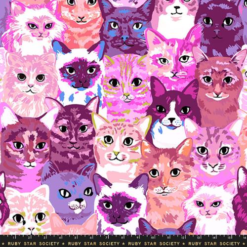 PRE-Order Sarah Watts Oops All Cats- 108" Wide Back- RS2154 12 Ruby- Half Yard- May 2027 - Modern Fabric Shoppe