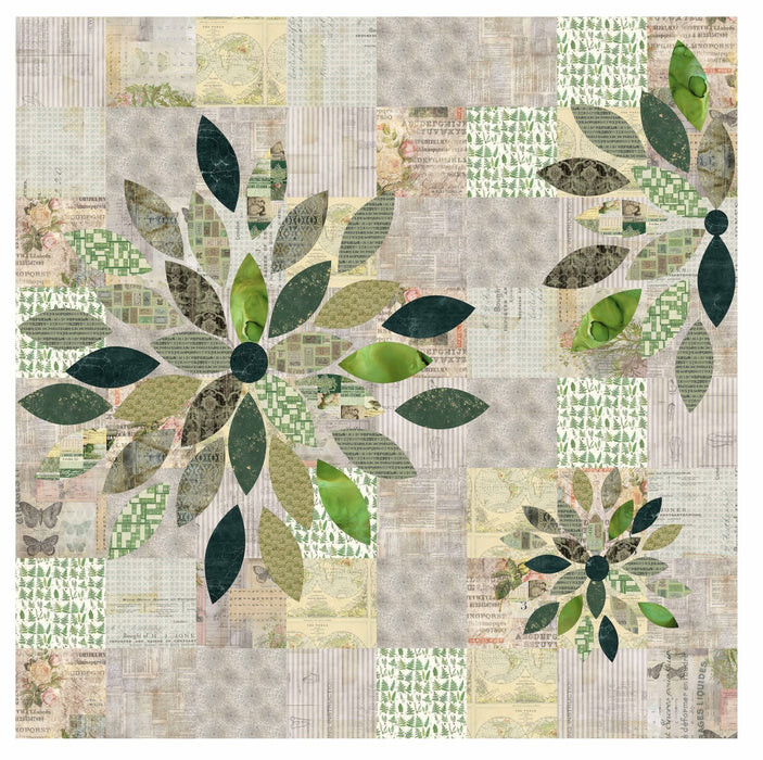 PRE - ORDER Scrap Petal - Green Quilt Kit featuring Electric Elements - Green by Tim Holtz - March 2025 - Modern Fabric Shoppe