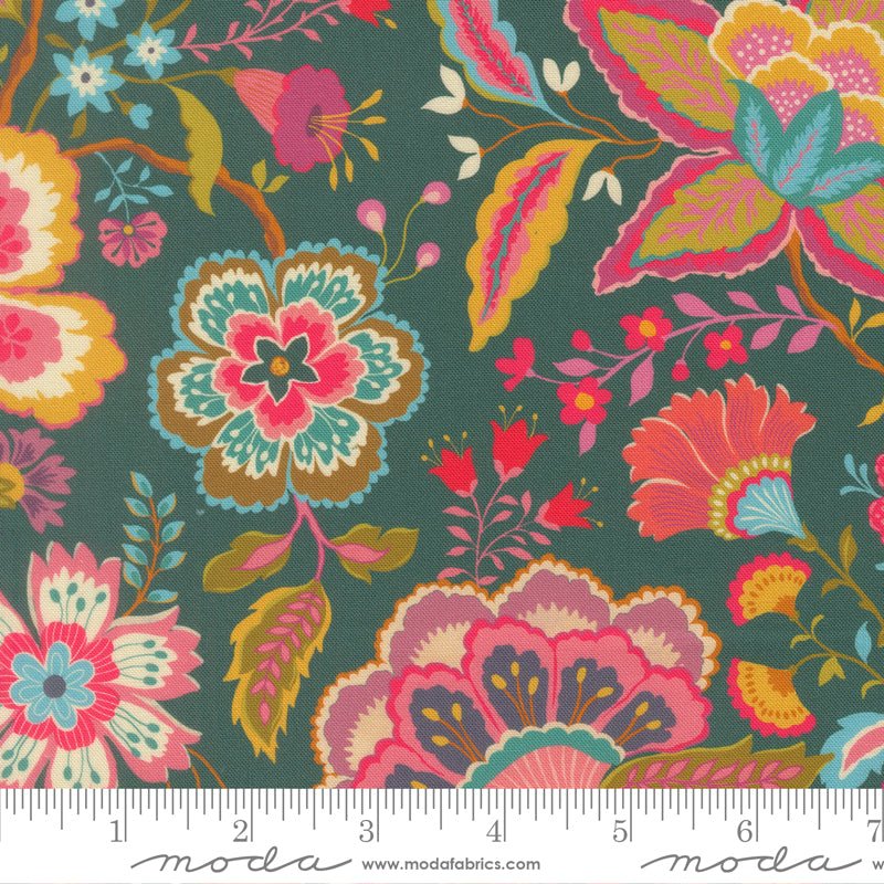 PRE - Order Sitara by Crystal Manning - Jasmine Dark Teal 11980 14 - Half Yard - September 2026 - Modern Fabric Shoppe