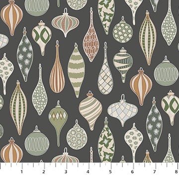 PRE - Order Snowfall by Pippa Shaw - Ornaments 91030M - 96 Gray - Half Yard - June 2025 - Modern Fabric Shoppe