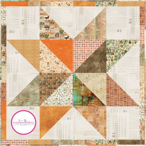 PRE-ORDER Standout Star Quilt Kit featuring Electric Elements- Orange by Tim Holtz- December 2024 - Modern Fabric Shoppe