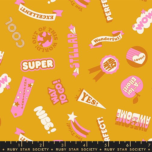 PRE-ORDER Sticker Book by Kimberly Kight- RS3122 13-Goldenrod - Half Yard- June 2027 - Modern Fabric Shoppe