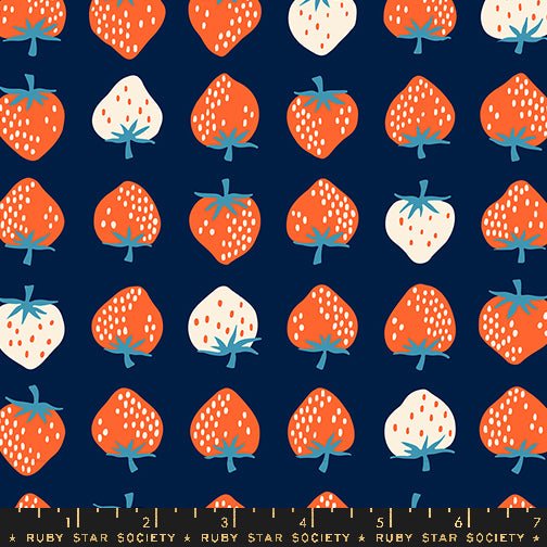 PRE - ORDER Strawberry by Kimberly Kight - Strawberry Navy RS3084 23 - Half Yard - May 2025 - Modern Fabric Shoppe