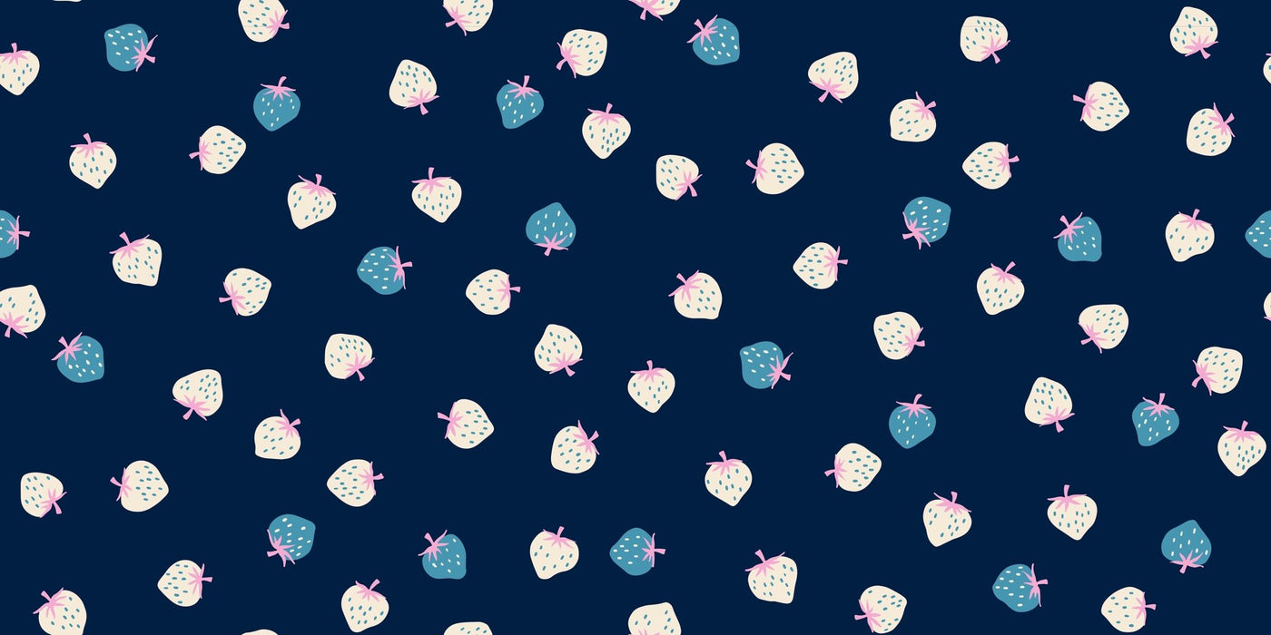 PRE - ORDER Strawberry by Kimberly Kight - Strawberry Navy RS3085 21 - Half Yard - May 2025 - Modern Fabric Shoppe