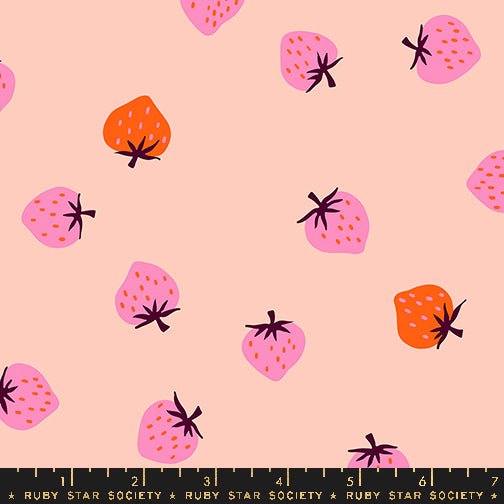 PRE - ORDER Strawberry by Kimberly Kight - Strawberry Pale Peach RS3085 14 - Half Yard - May 2025 - Modern Fabric Shoppe