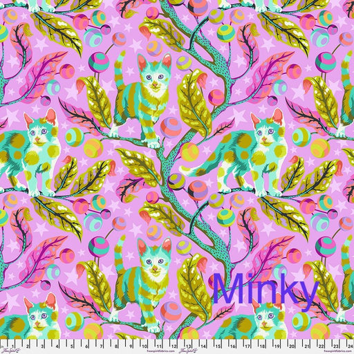 PRE-Order Tabby Road Deja Vu- MINKY Club Kitty MKTP004.ELECTROBERRY- Half Yard - Modern Fabric Shoppe