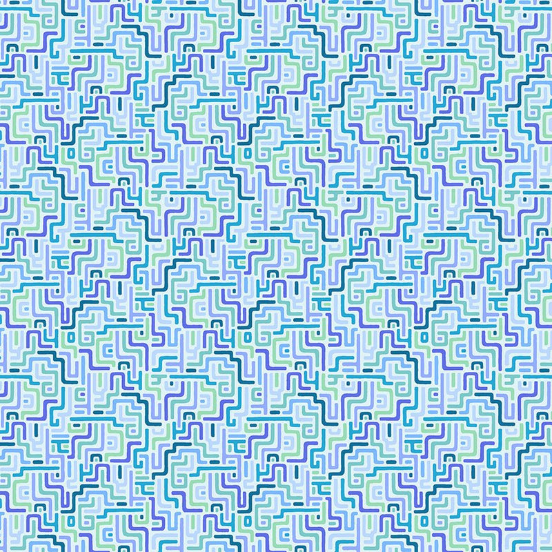 PRE-Order Tamara Kate- The Botanist - Labyrinth 55761-18 Waterway - Half Yard- June 2027 - Modern Fabric Shoppe