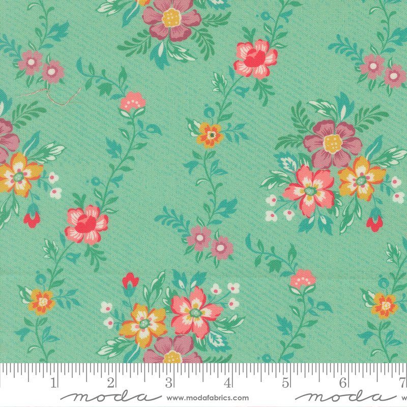 PRE-Order Tilbury Garden by Crystal Manning- Aqua 11991 25- Half Yard- March 2027 - Modern Fabric Shoppe
