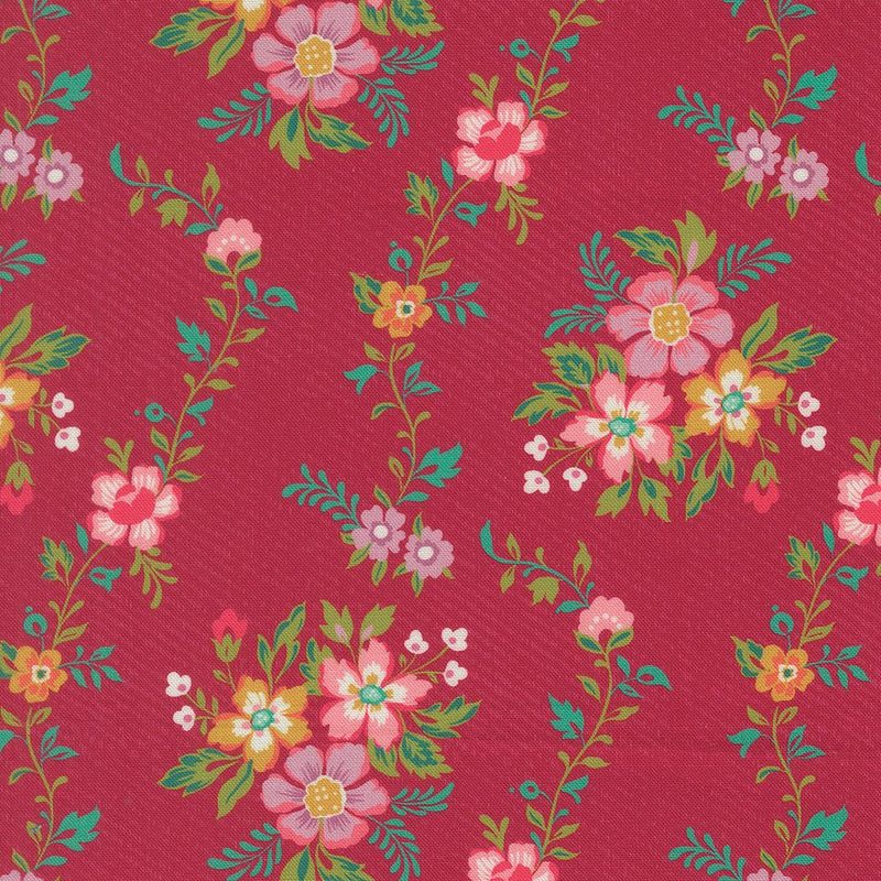PRE-Order Tilbury Garden by Crystal Manning- Pomegranate 11991 16- Half Yard- March 2027 - Modern Fabric Shoppe