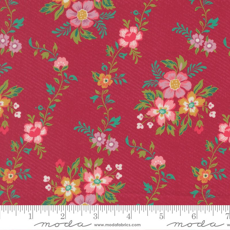 PRE-Order Tilbury Garden by Crystal Manning- Pomegranate 11991 16- Half Yard- March 2027 - Modern Fabric Shoppe