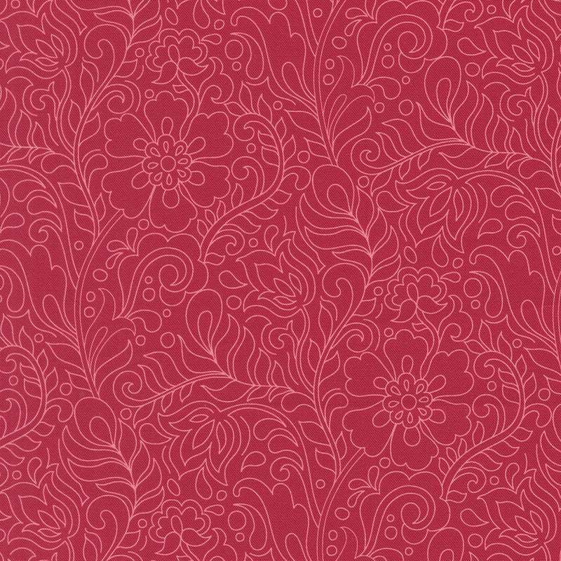 PRE-Order Tilbury Garden by Crystal Manning- Pomegranate 11997 16- Half Yard- March 2027 - Modern Fabric Shoppe