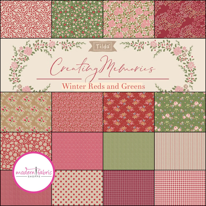 PRE-ORDER Tilda- Creating Memories-Winter Reds and Greens- Half Yard Bundle- June 2024 - Modern Fabric Shoppe