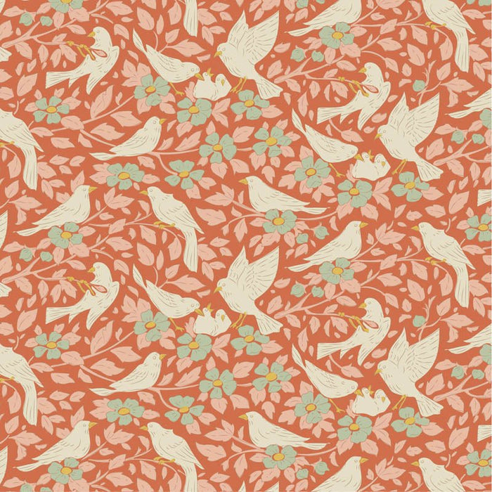 Pre - Order Tilda Songbird - Ava TIL100644 Coral - Half Yard - February 2026 - Modern Fabric Shoppe