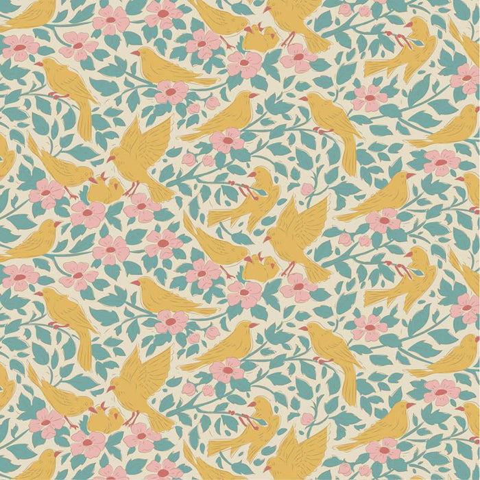 Pre - Order Tilda Songbird - Ava TIL100660 Teal - Half Yard - February 2026 - Modern Fabric Shoppe