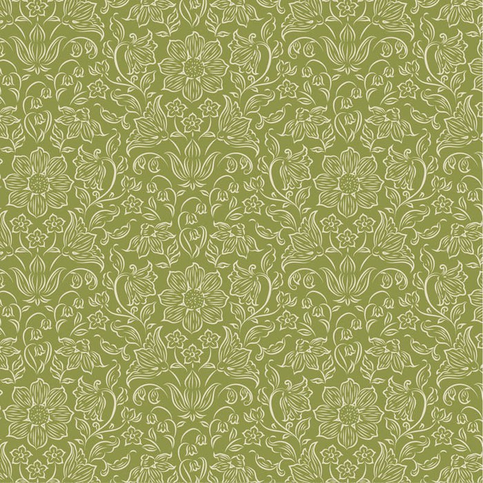 Pre - Order Tilda Songbird - Blenders Lila TIL110155 Green - Half Yard - February 2026 - Modern Fabric Shoppe