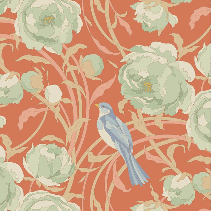Pre - Order Tilda Songbird - Cora TIL100642 Coral - Half Yard - February 2026 - Modern Fabric Shoppe