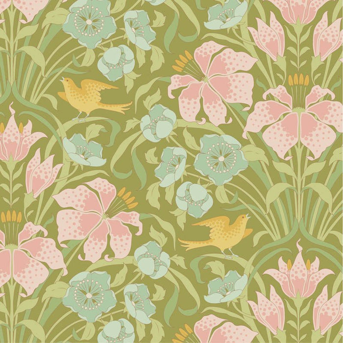 Pre - Order Tilda Songbird - Songbird TIL100649 Green - Half Yard - February 2026 - Modern Fabric Shoppe