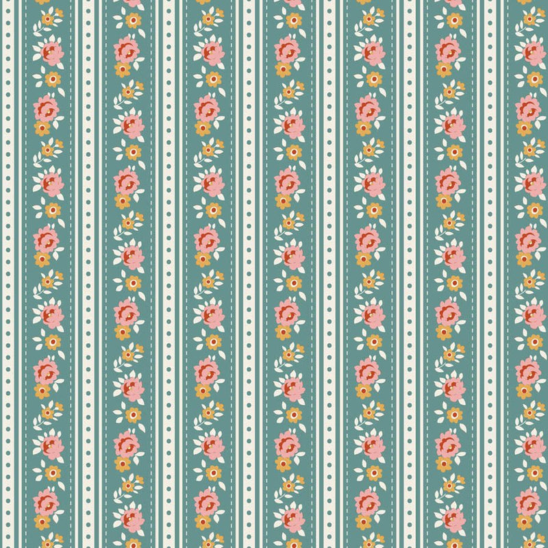 PRE-Order Tilda- Village Life- Agnes TIL100690 Teal- Half Yard- October 2026 - Modern Fabric Shoppe