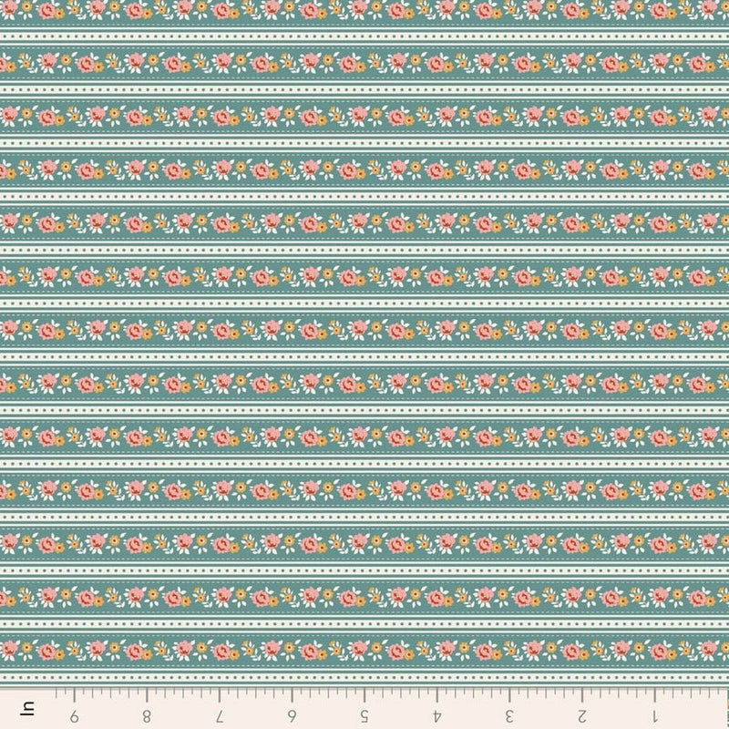 PRE-Order Tilda- Village Life- Agnes TIL100690 Teal- Half Yard- October 2026 - Modern Fabric Shoppe