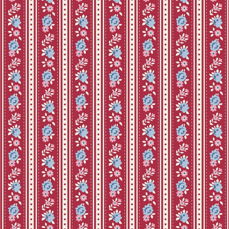 PRE-Order Tilda- Village Life- Agnes TIL100693 Burgundy- Half Yard- October 2026 - Modern Fabric Shoppe