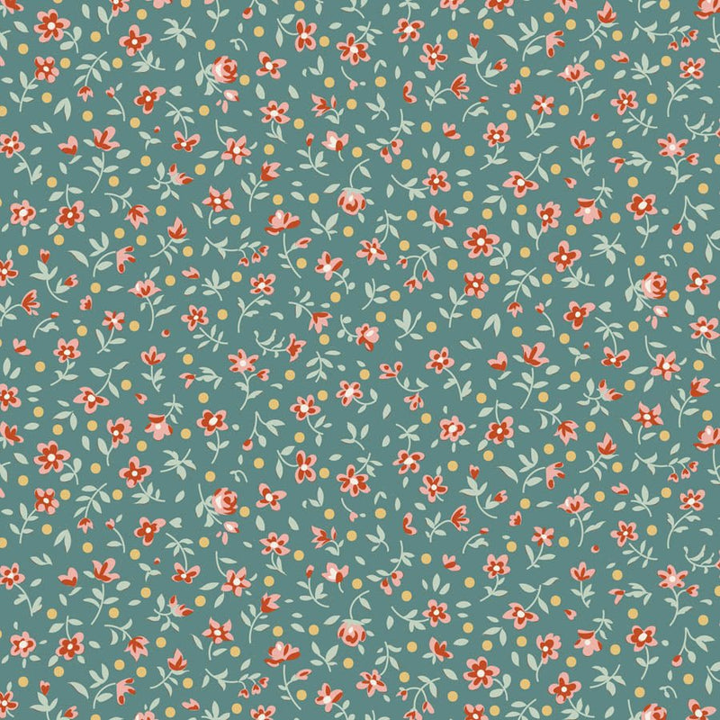 PRE-Order Tilda- Village Life Blenders- Mae TIL110178 Teal- Half Yard- October 2026 - Modern Fabric Shoppe
