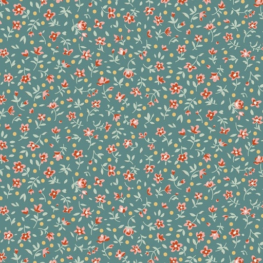 PRE-Order Tilda- Village Life Blenders- Mae TIL110178 Teal- Half Yard- October 2026 - Modern Fabric Shoppe