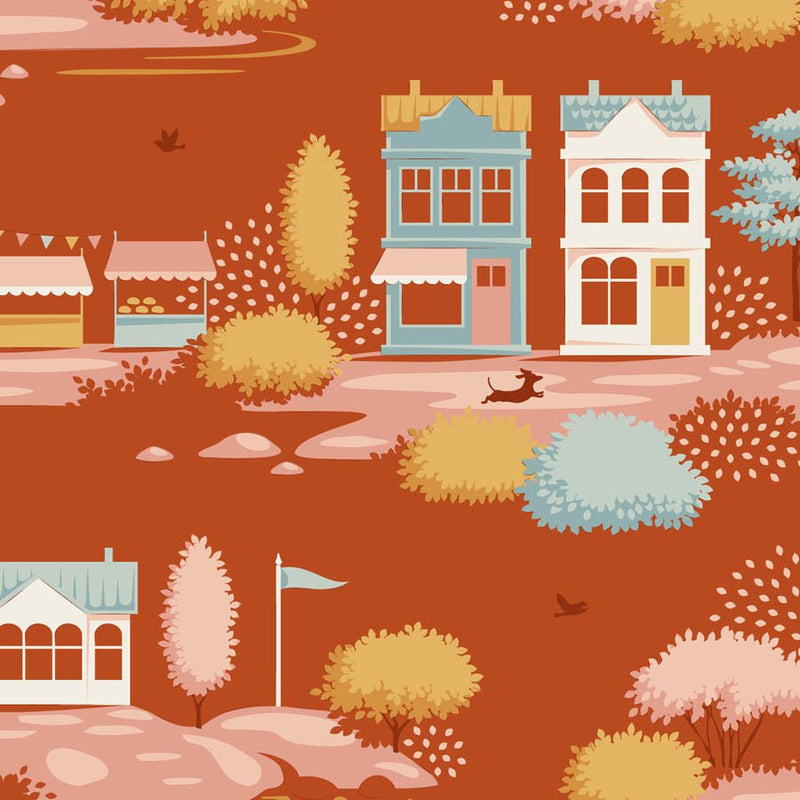 PRE-Order Tilda- Village Life Blenders- Village TIL110179 Rust- Half Yard- October 2026 - Modern Fabric Shoppe