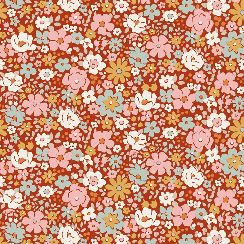 PRE-Order Tilda- Village Life- Esther TIL100685 Rust- Half Yard- October 2026 - Modern Fabric Shoppe