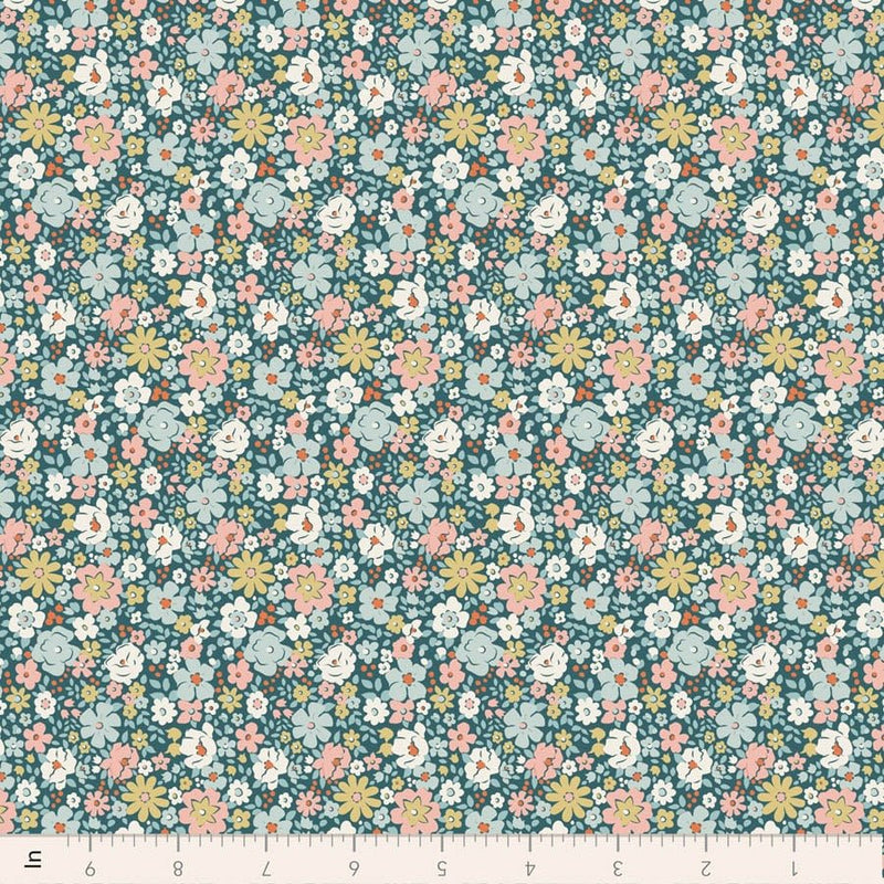 PRE-Order Tilda- Village Life- Esther TIL100689 Petrol- Half Yard- October 2026 - Modern Fabric Shoppe
