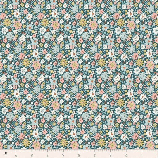 PRE-Order Tilda- Village Life- Esther TIL100689 Petrol- Half Yard- October 2026 - Modern Fabric Shoppe