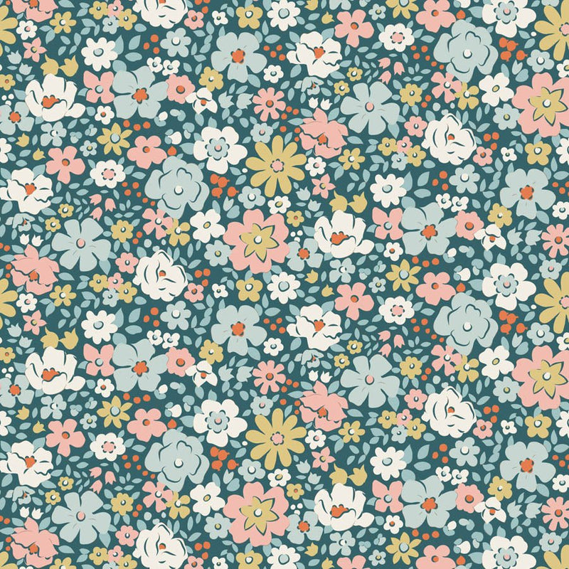 PRE-Order Tilda- Village Life- Esther TIL100689 Petrol- Half Yard- October 2026 - Modern Fabric Shoppe