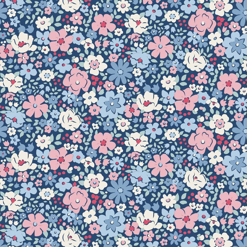 PRE-Order Tilda- Village Life- Esther TIL100699 Blue- Half Yard- October 2026 - Modern Fabric Shoppe
