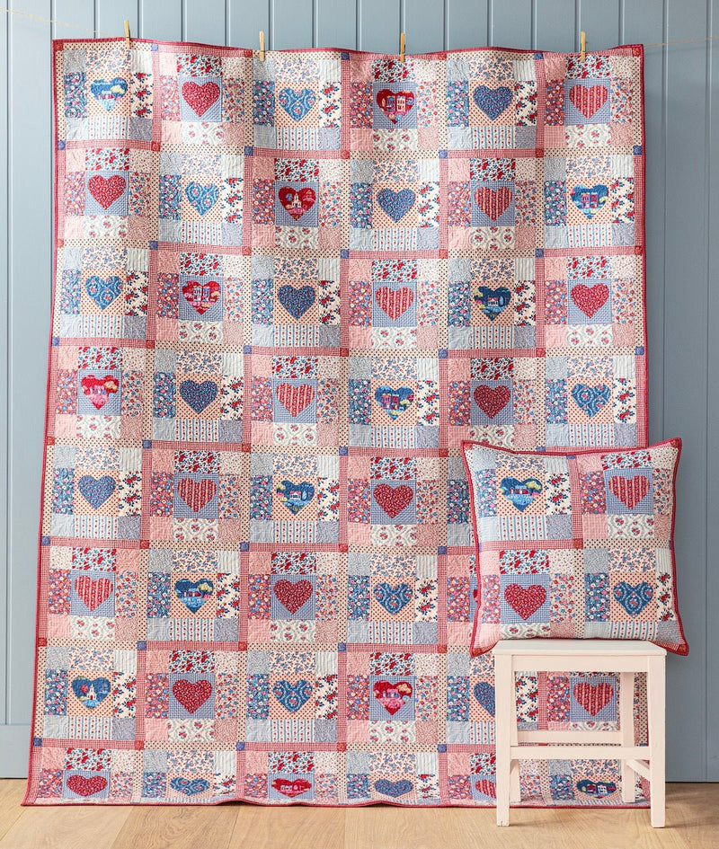 PRE- ORder Tilda- Village Life Heart of the Village Blue/Burgundy Quilt Kit featuring Village Life- October 2026 - Modern Fabric Shoppe
