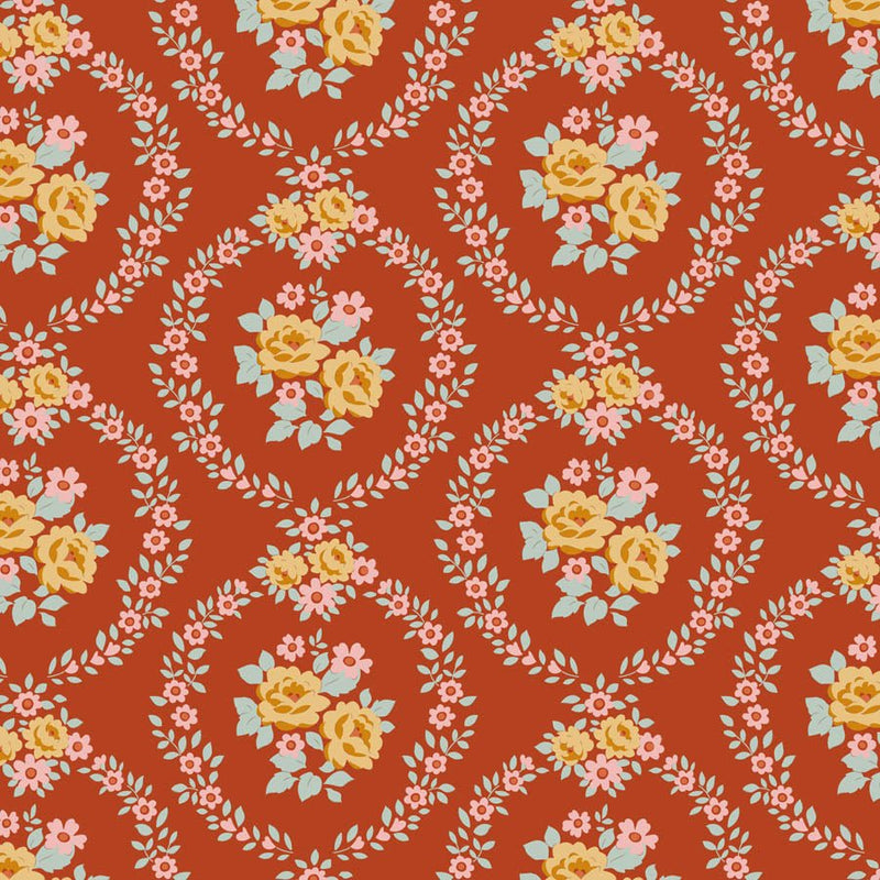 PRE-Order Tilda- Village Life- Mable TIL100687 Rust- Half Yard- October 2026 - Modern Fabric Shoppe