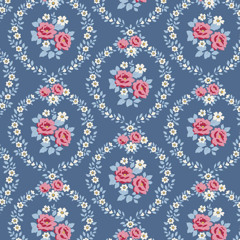 PRE-Order Tilda- Village Life- Mable TIL100697 Blue- Half Yard- October 2026 - Modern Fabric Shoppe