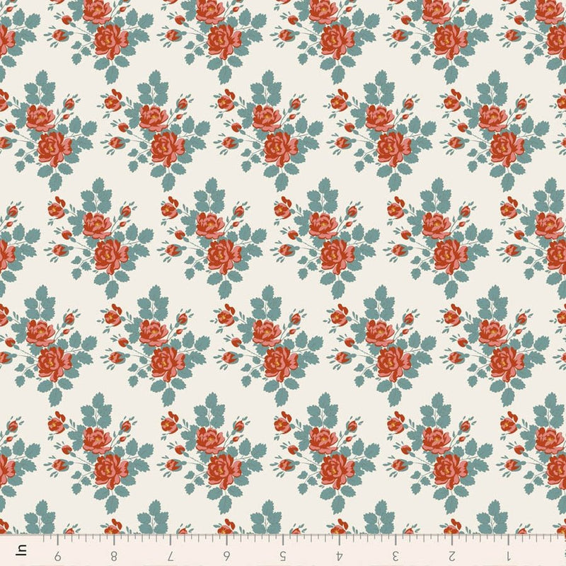PRE-Order Tilda- Village Life- Myrtle TIL100688 Teal- Half Yard- October 2026 - Modern Fabric Shoppe