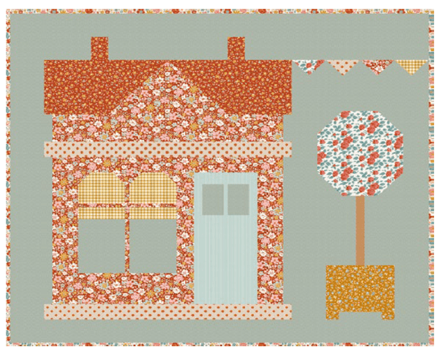 PRE-Order Tilda- Village Life Pillow Kit- House/ Tree DUCK EGG featuring Village Life- October 2026 - Modern Fabric Shoppe