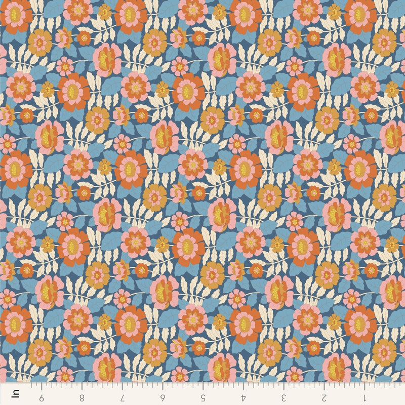 PRE - Order Tilda Wallflower - Wallflower Beverly TIL110611 Blue - Half Yard - June 2025 - Modern Fabric Shoppe