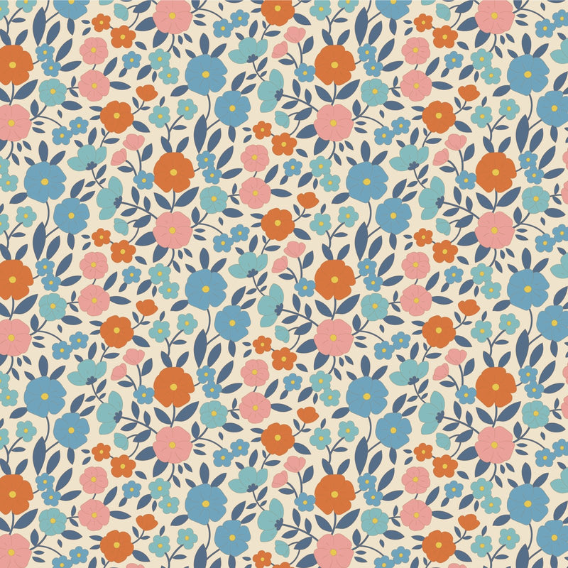 PRE - Order Tilda Wallflower - Wallflower Janice TIL110615 Blue - Half Yard - June 2025 - Modern Fabric Shoppe