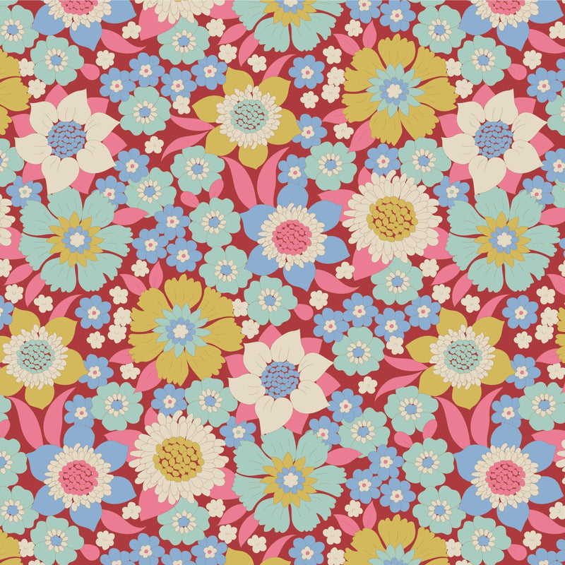 PRE - Order Tilda Wallflower - Wallflower Lauren TIL110602 Burgundy - Half Yard - June 2025 - Modern Fabric Shoppe