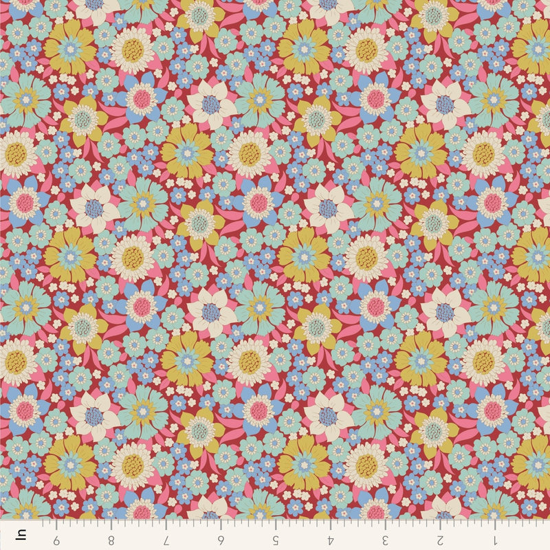 PRE - Order Tilda Wallflower - Wallflower Lauren TIL110602 Burgundy - Half Yard - June 2025 - Modern Fabric Shoppe