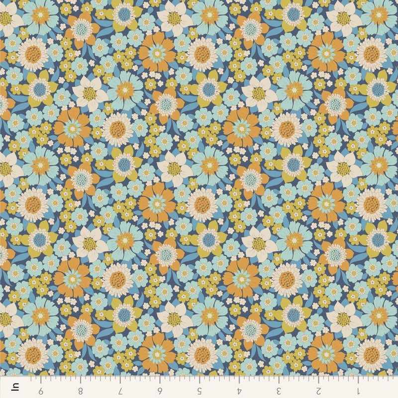 PRE - Order Tilda Wallflower - Wallflower Lauren TIL110603 Blue - Half Yard - June 2025 - Modern Fabric Shoppe